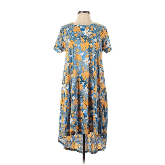 LuLaRoe Carly Swing Dress High/Low Size Small (Oversized) Blue Floral Print - Picture 1 of 2